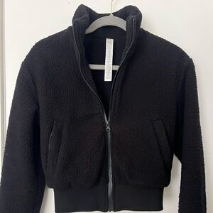 ALO Yoga Black Sherpa Jacket with Logo Patch